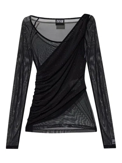 Versace Jeans Couture Draped Top In Black