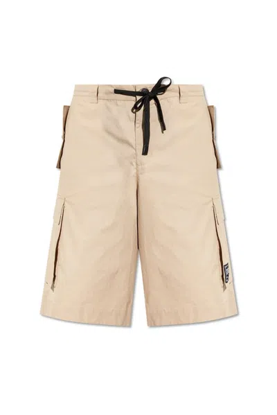 Versace Jeans Couture Drawstring Cargo Shorts In Beige