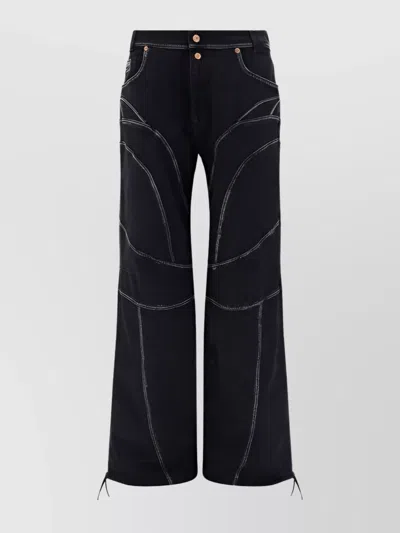 Versace Jeans Couture Drawstring Hem Cotton Denim Trousers In Multi