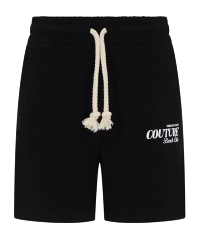 Versace Jeans Couture Drawstring Logo Shorts In Black