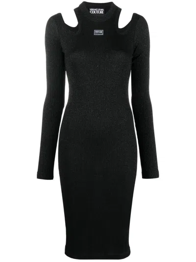 Versace Jeans Couture Woman Midi Dress Black Size 6 Viscose, Polyester, Polyamide
