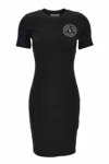 Versace Jeans Couture Cotton Blend Logo Jersey Tee Dress In Black