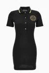 Versace Jeans Couture Embroidered-logo Polo Mini Dress In Black
