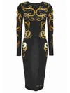 Versace Jeans Couture Watercolour Couture-print Midi Dress In Black