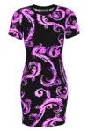 Versace Jeans Couture Chromo Couture-print Mini Dress In Black