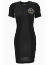 Versace Jeans Couture Cotton Blend Logo Jersey Tee Dress In Black
