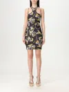 Versace Jeans Couture Mini Dress With "outline Baroque" Print In Black