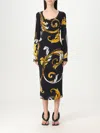 Versace Jeans Couture Midi Dress Featuring Signature Barocco Print In Black