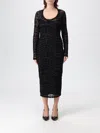 Versace Jeans Couture Logo-print Long-sleeve Midi Dress In Black