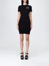 Versace Jeans Couture Black V-emblem Minidress In Black