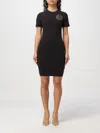Versace Jeans Couture Black V-emblem Minidress In Black