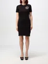 Versace Jeans Couture Black V-emblem Minidress In Schwarz