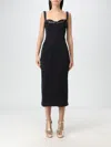 Versace Jeans Couture Woman Midi Dress Black Size 4 Cotton, Elastane, Polyurethane Resin, Polyester In Schwarz