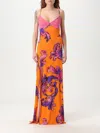 Versace Jeans Couture Outline Barocco Slip Dress In Orange