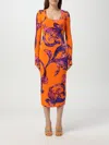 Versace Jeans Couture Barocco Outline Dress In Orange