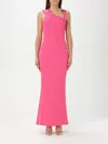 Versace Jeans Couture Pink Baroque Buckle Maxi Dress In Pink