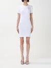 Versace Jeans Couture White V-emblem Logo T-shirt Minidress In White