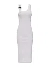 Versace Jeans Couture White Baroque Buckle Midi Dress In White