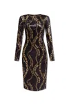 Versace Jeans Couture Black Chain Couture Velvet Midi Dress In Black
