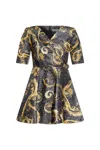 Versace Jeans Couture Barocco-print Mini Dress In Black