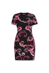 Versace Jeans Couture Chromo Couture-print Mini Dress In Black