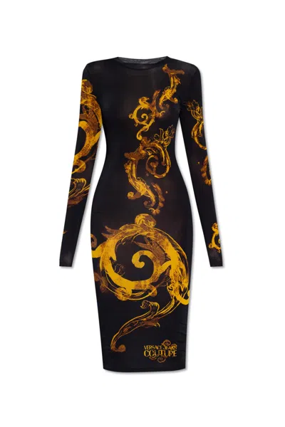 Versace Jeans Couture Dress With Long Sleeves In Black