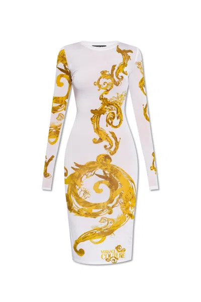 Versace Jeans Couture Dress With Long Sleeves In White