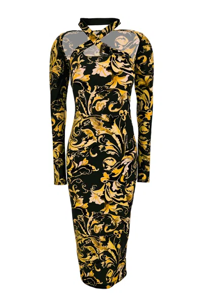 Versace Jeans Couture Dress With Long Sleeves In Yellow
