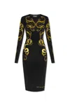 Versace Jeans Couture Watercolour Couture-print Midi Dress In Black