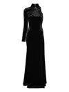 Versace Jeans Couture One-sleeve Velvet Maxi Dress In Black