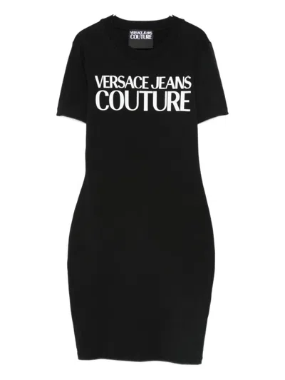 Versace Jeans Couture Logo-print Dress In Black