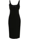 Versace Jeans Couture Square-neck Cady Midi Dress In Black