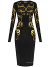 Versace Jeans Couture Watercolour Couture-print Midi Dress In Black