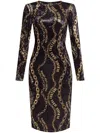 Versace Jeans Couture Black Chain Couture Velvet Midi Dress In Black