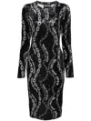 Versace Jeans Couture Chain Couture-print Midi Dress In Black