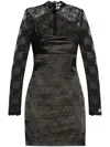 Versace Jeans Couture Long-sleeve Lace-panel Dress In Black