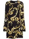 Versace Jeans Couture Watercolor Couture-print Midi Dress In Black