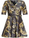 Versace Jeans Couture Barocco-print Mini Dress In Black