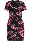Versace Jeans Couture Chromo Couture-print Mini Dress In Black