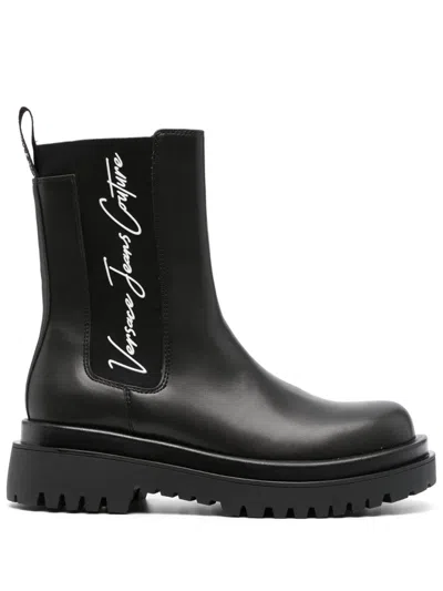 Versace Jeans Couture Ankle Boots In Synthetic Leather In Black