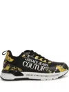Versace Jeans Couture Dynamic Chain Couture Leather Sneakers In Black