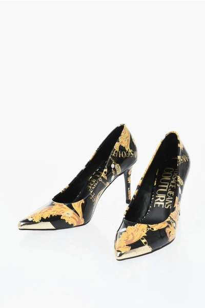 Versace Jeans Couture Eco-leather Pumps Baroque Pattern 10cm In Black
