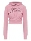 Versace Jeans Couture Cropped Sweatshirt With Logo In Pink