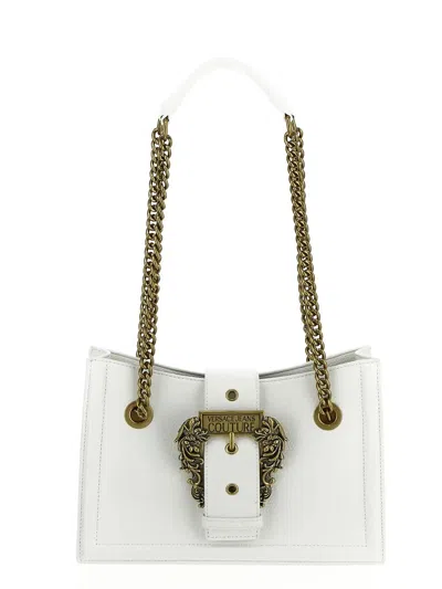 Versace Jeans Couture Embossed Buckle Shoulder Bag In White