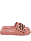 Versace Jeans Couture Embossed Slides In Pink