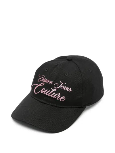 Versace Jeans Couture Embroidered Logo Cap In Black