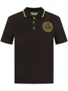 Versace Jeans Couture Embroidered-logo Cotton Polo Shirt In Black