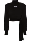 Versace Jeans Couture Embroidered-logo Cotton Sweatshirt In Black