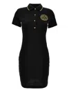 Versace Jeans Couture Embroidered-logo Polo Mini Dress In Black