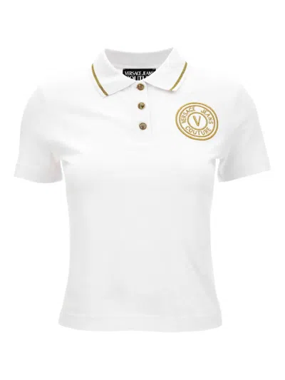 Versace Jeans Couture Embroidered-logo Polo Shirt In White